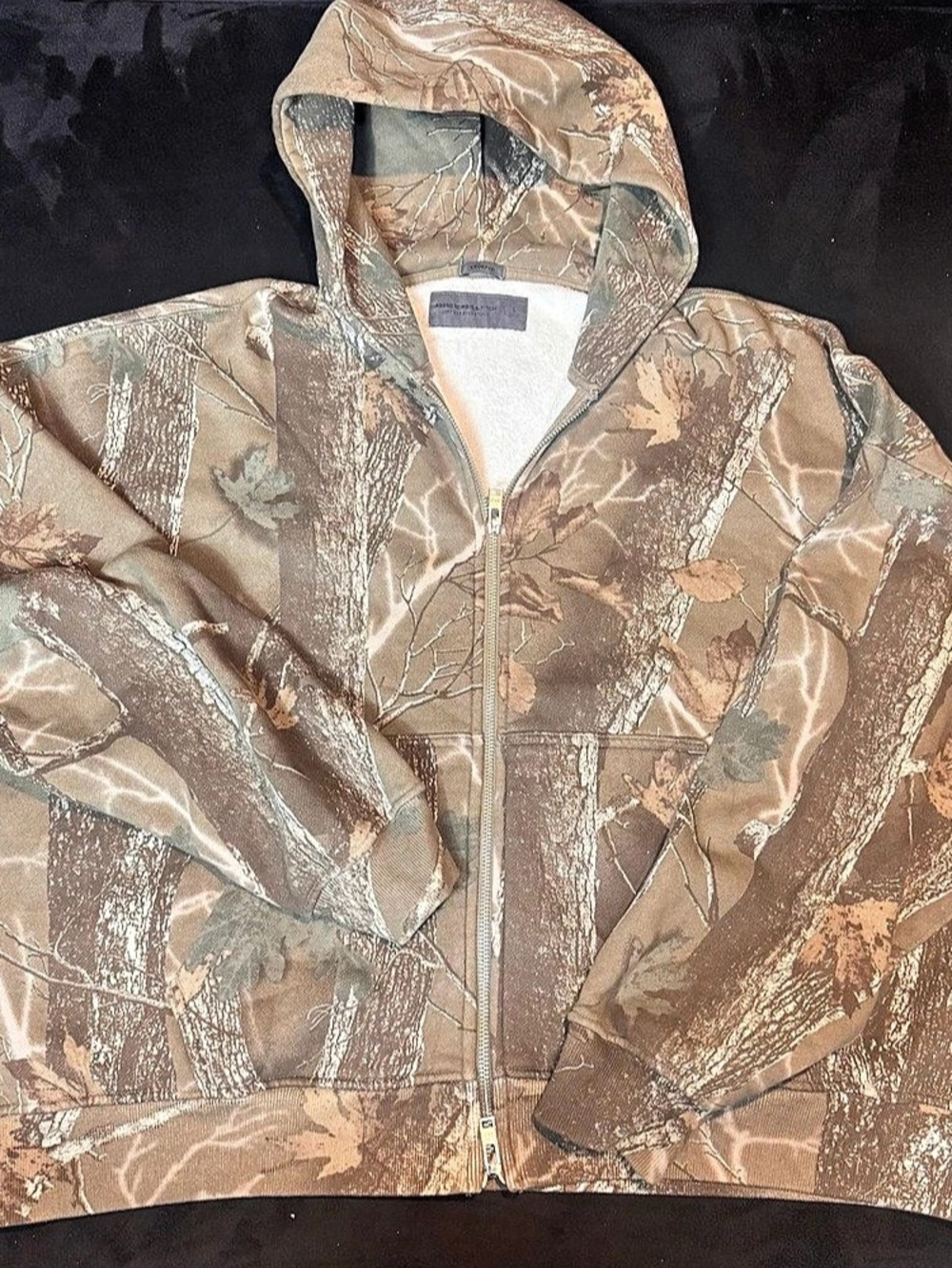 Abercrombie & Fitch Camo Cropped Zip Hoodie L Realtree Style Fleece Y2K A&F